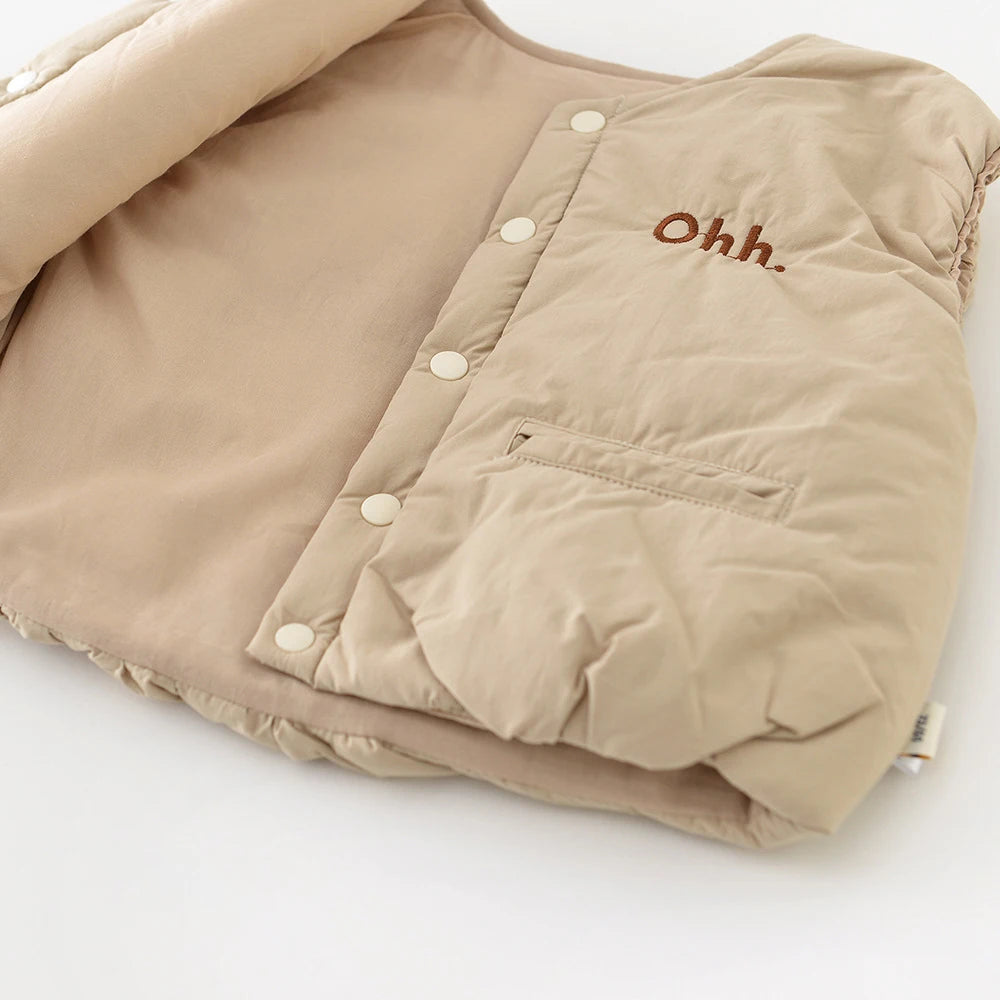 LILIGIRL Winter Baby Vest Thicken Letter Toddler Girls Waistcoat Simple Warm Infant Fleece Padded Coat 6M-3T