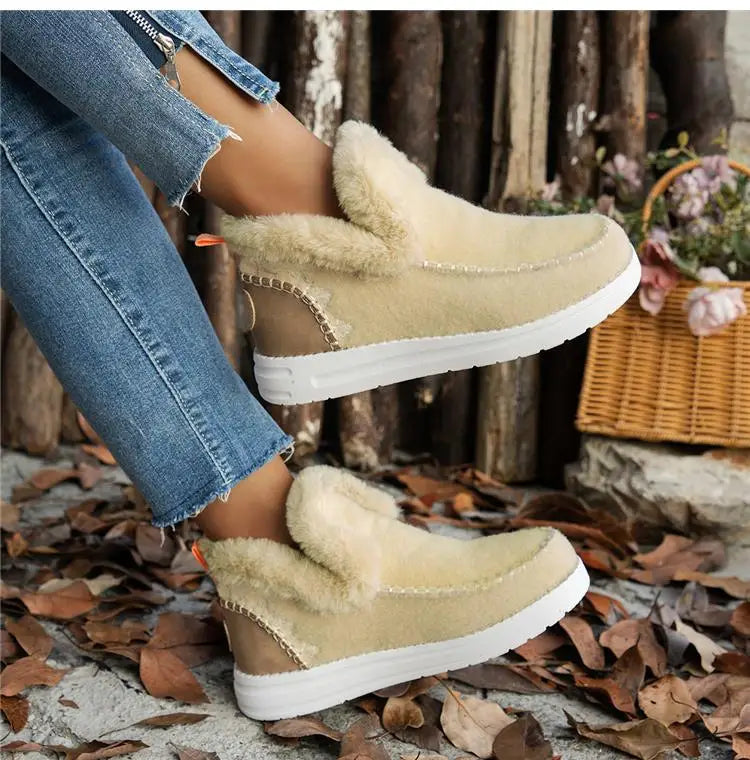 Boots Woman 2025 Trend Snow Flat Shoes Women Platform Women Shoes Fashion Ankle Boots Plush Botas Mujer Women's Winter Boots