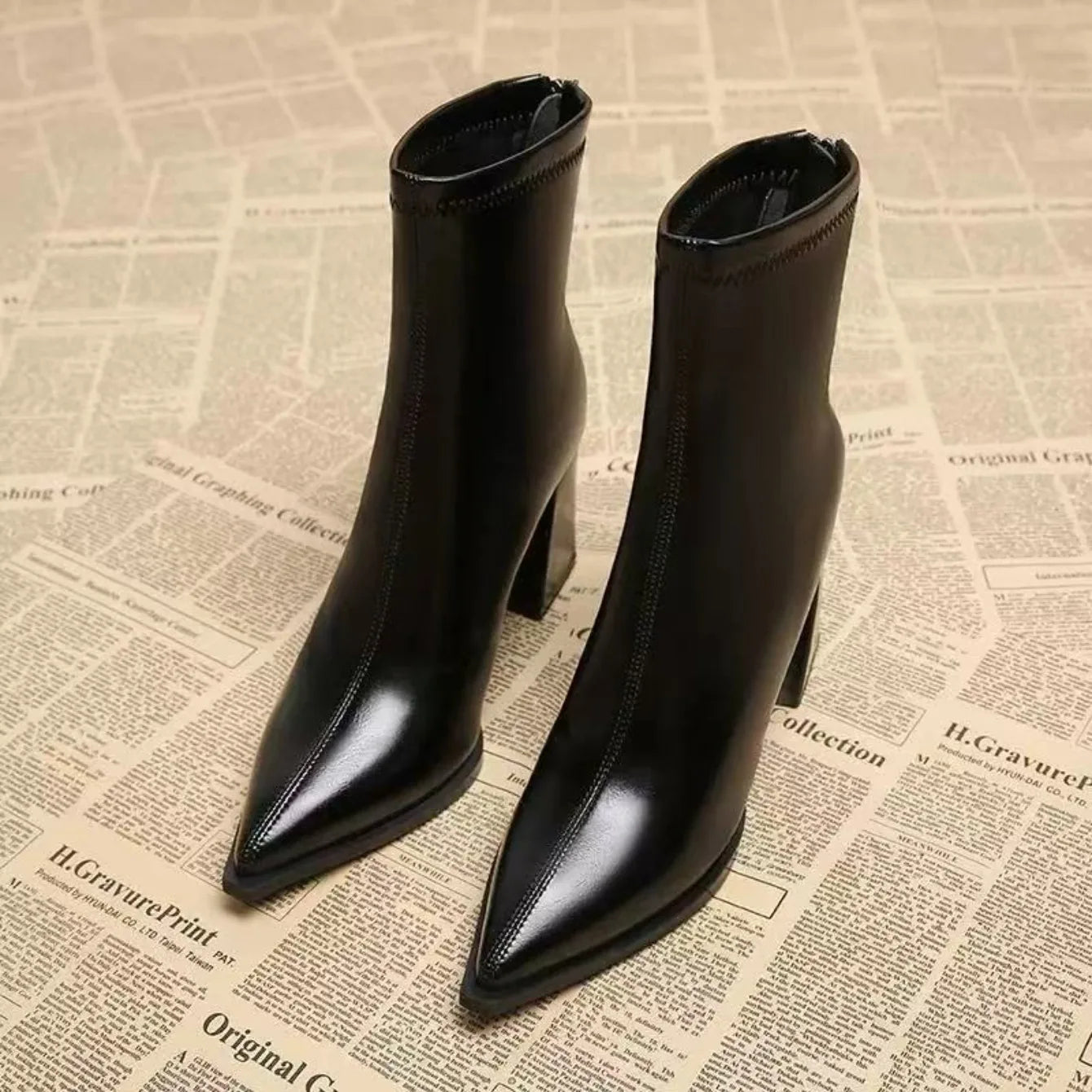 Women Elegant Outdoor Fashion Pointed Toe Boots New Retro Comfortable Ankle Boots High Heels Dress Shoes Women Zapatos De Mujer