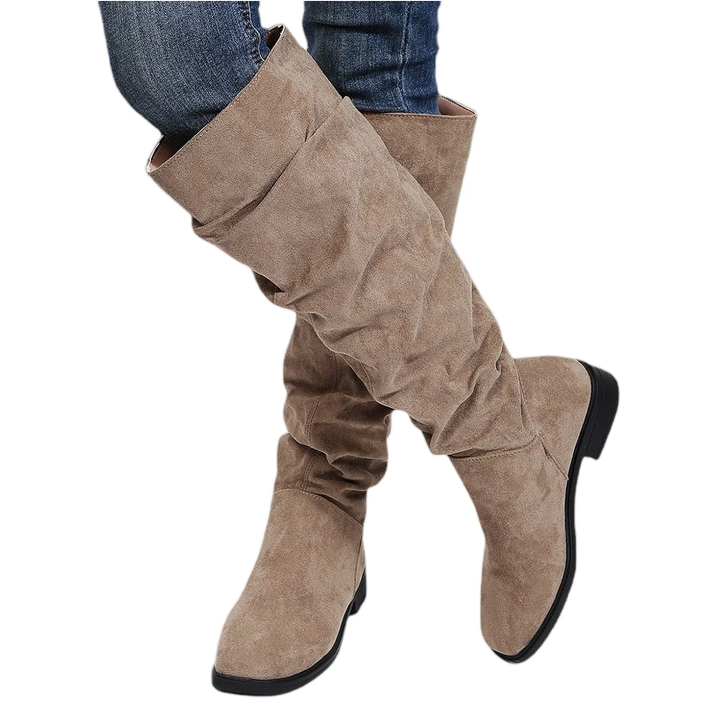 New Autumn Winter Fashion Botas High Quality Pleated Boots Round Toe Thick Bottom Boots Comfortable Women's Boots Mujer
