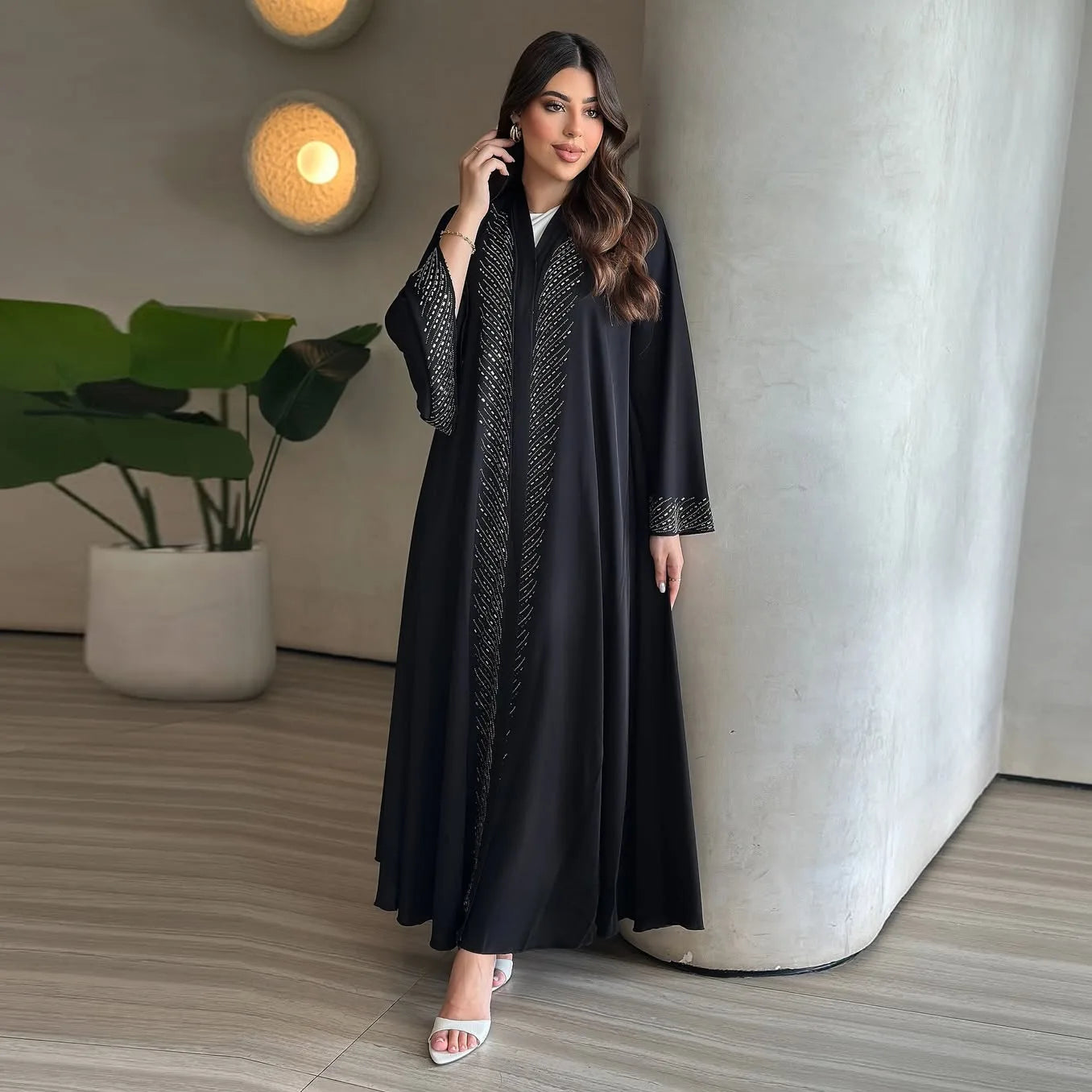 Eid Djellaba Modest Muslim Dress Women Dubai Abaya Kimono Cardigan Islam Clothing Kebaya Jalabiya Kaftan Femme Musulmane Vestido