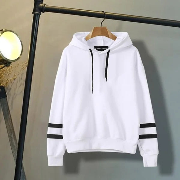 New Autumn Womens Hoodie Long-Sleeved Lazy Style Top Daily Striped Slim Fit Sweatshirts Solid Color Versatile Casual Tracksuit