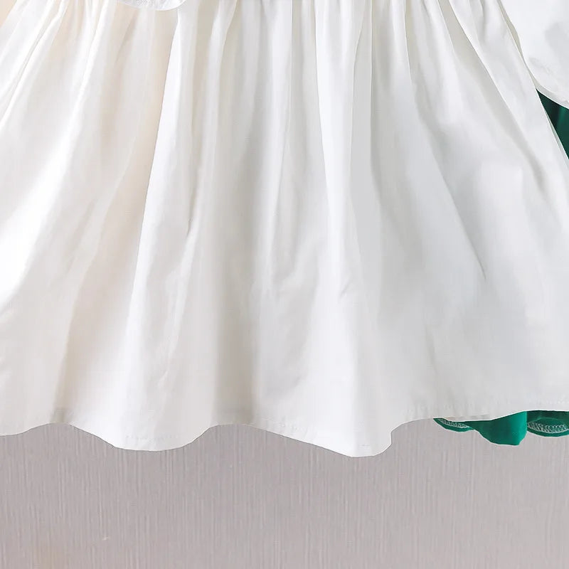 Children's Korean version Dress Spring and Autumn Fashion Girl's Pure Cotton Flower Doll Neck Dress Infant Princess Dress 0-4Y