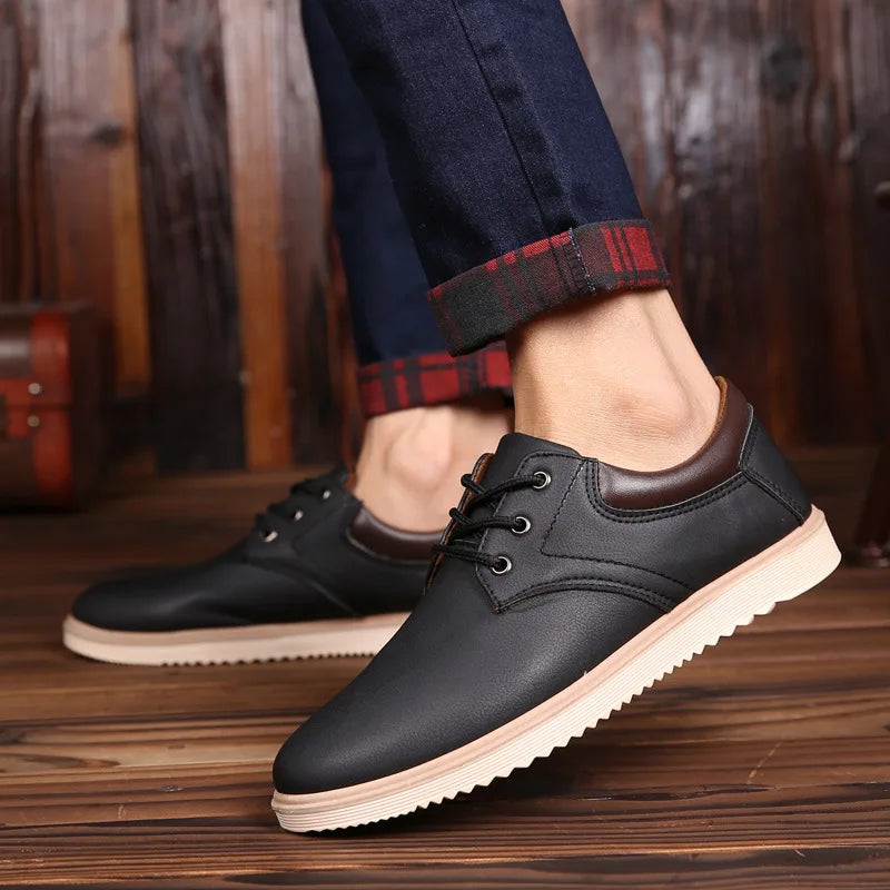 Casual Shoes Men Leather  Men 2023 Summer Brand Comfortable Flat Shoes for Men Trendy Sneaker Men Lace Up Oxfords Shoes
