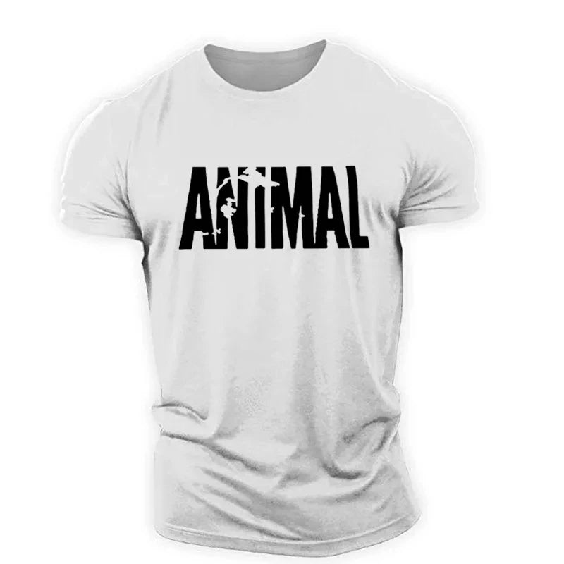 Animal Letter Minimalist Style Fashion Men's T-shirts Short Sleeve O-Neck Sportswear Oversized Gym Tops Street Men Women T Shirt