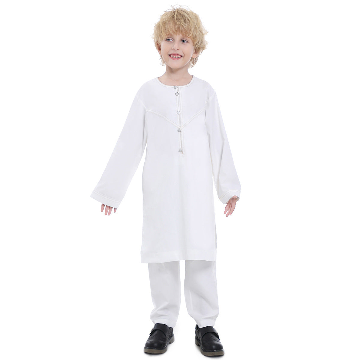 Muslim Kids Jubba Thobe Arab Boy Thobe Children Abaya Ramadan Dress Pant Set 2 Piece Caftan Robe Kaftan Musulman Ensembles