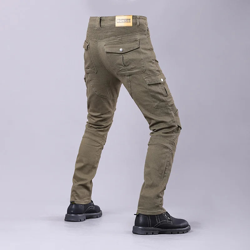 Riding Jeans Man Pants Motorcycle Racing Pant Multiple Pockets Men Denim Tactical Cargo Pants Men's Jeans with Knee Protectors