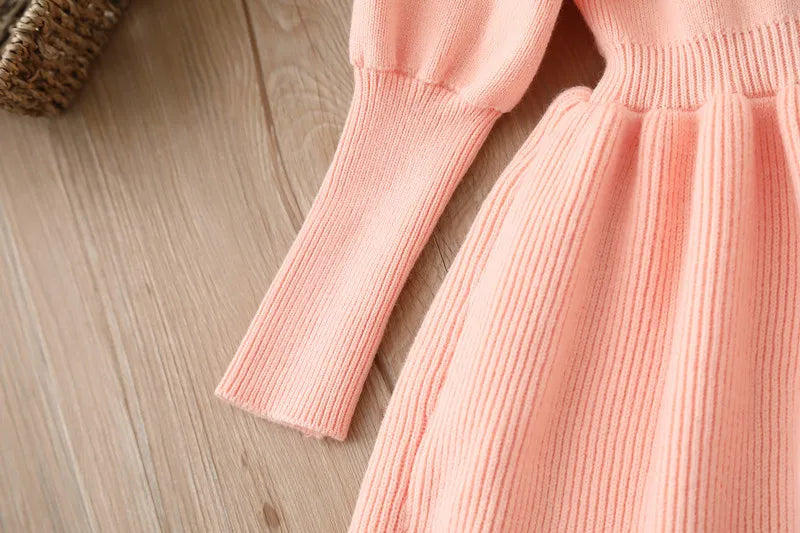 Kids Dresses for Girl Woolen Dress Children Knitted Jumpsuit Bow  Fashion Long Dress Baby Girl Dress Summer Dresses Ropa De Niña