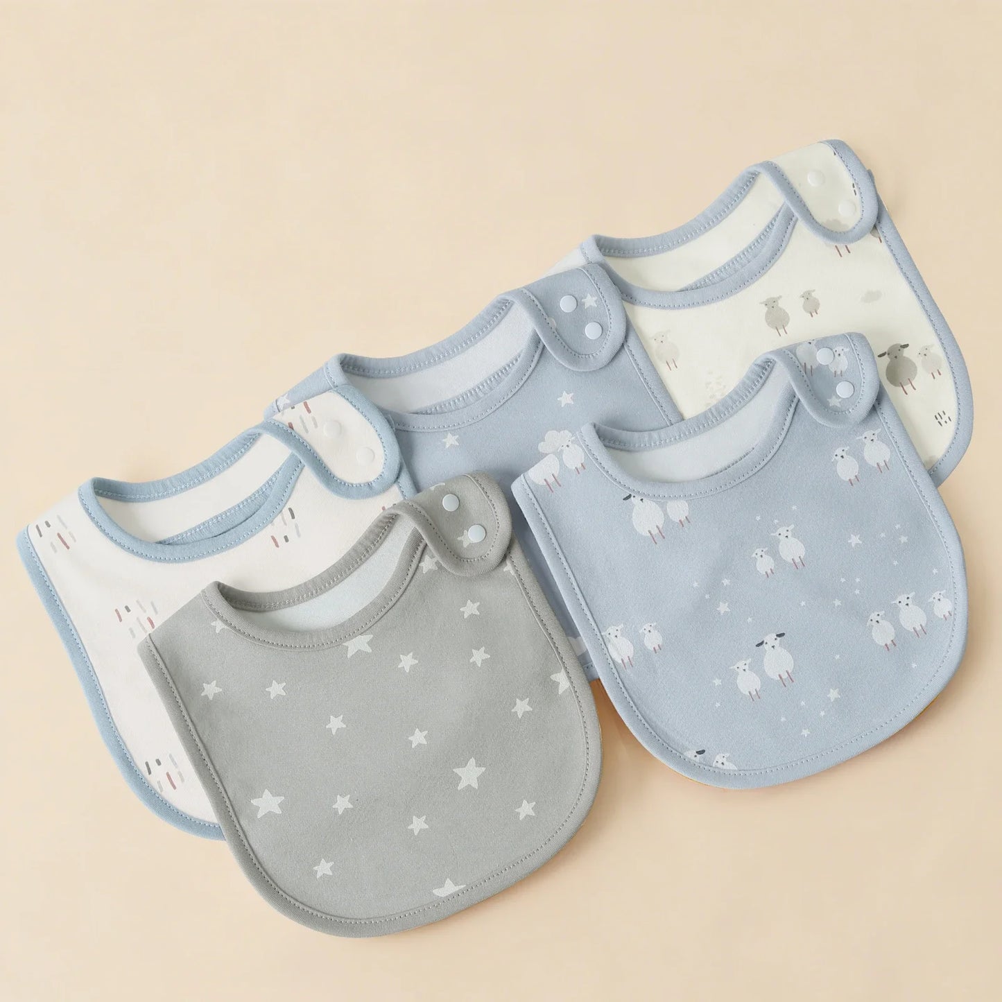 5 Pcs/set Baby Bibs U-shaped Infant Saliva Towel Easy to Wipe Kids Eating Cloth 100% Cotton Anti-spitting Skin-friendly 1-3Y