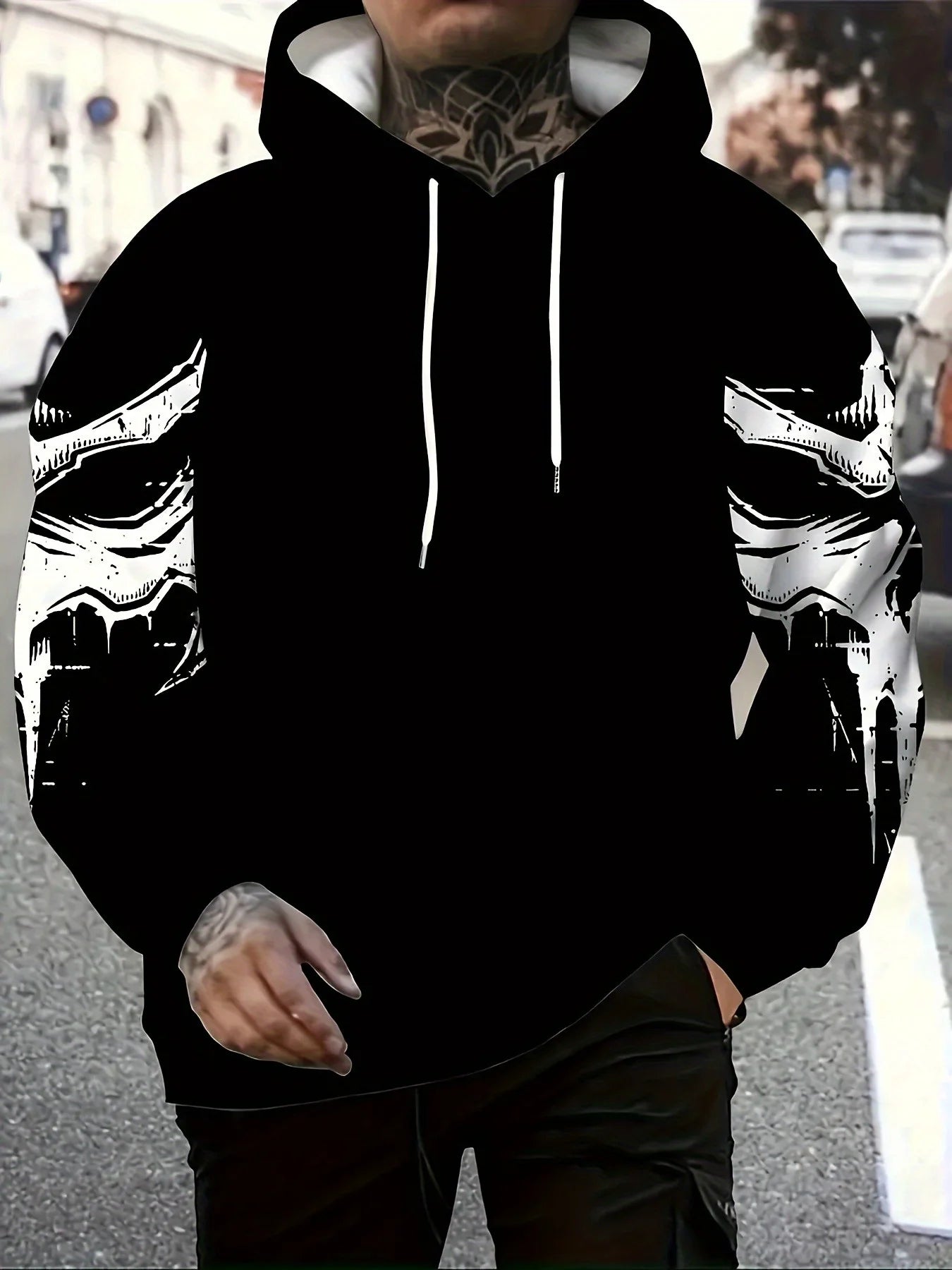 The new men's hoodie for Spring and Autumn 2025 features a casual fashionable and comfortable 3D wing pattern print