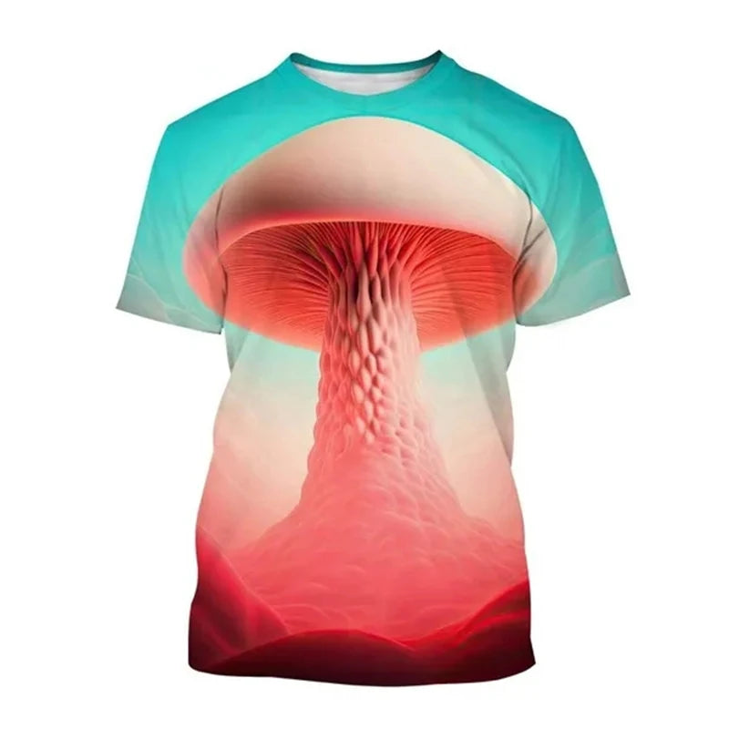 Mushroom Forest T-Shirts Plants Graphic 3D Print Men Women T Shirt Short Sleeve Oversized Harajuku Y2k Tops Tees Kids Clothing