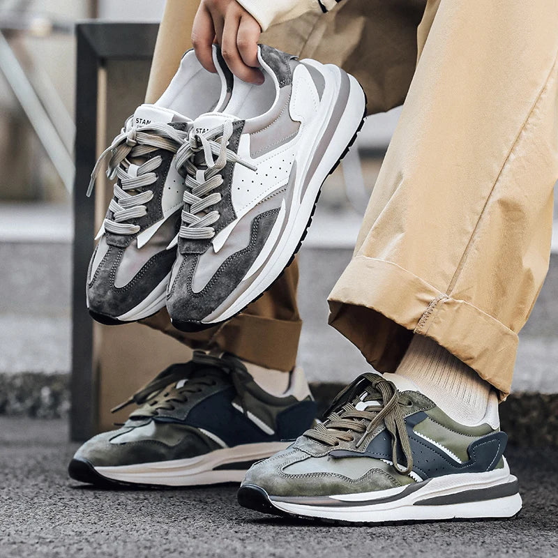 Men's Sports Shoes with Color Matching Fashionable and Versatile Soft-soled Lightweight New Lace-up Outdoor Casual Shoes