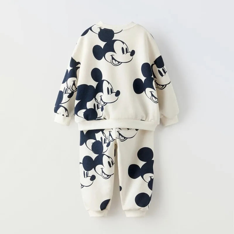2024 Autumn New Cartoon Mickey Sweatshirt + Sweatpants 2pc/set For Boys Clothes Boutique Fashion Kids Tracksuits Children Outfit