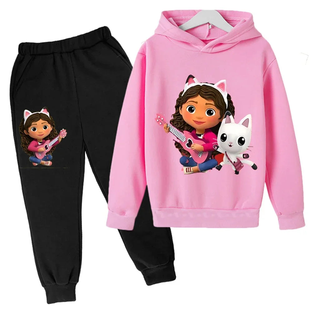 Kids Gabby Cats Hoodie Toddler Girls Gabbys Dollhouse Clothes Baby Boys Long Sleeve Sweatshirt Sets Autumn Children's Clothing