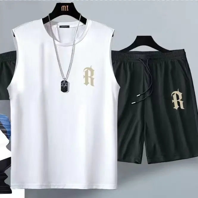 Men's quick drying pants Summer Basketball shorts Gym Short Sleeve T-shirt Shorts Set Tracksuits Men Casual Men Clothing Joggers