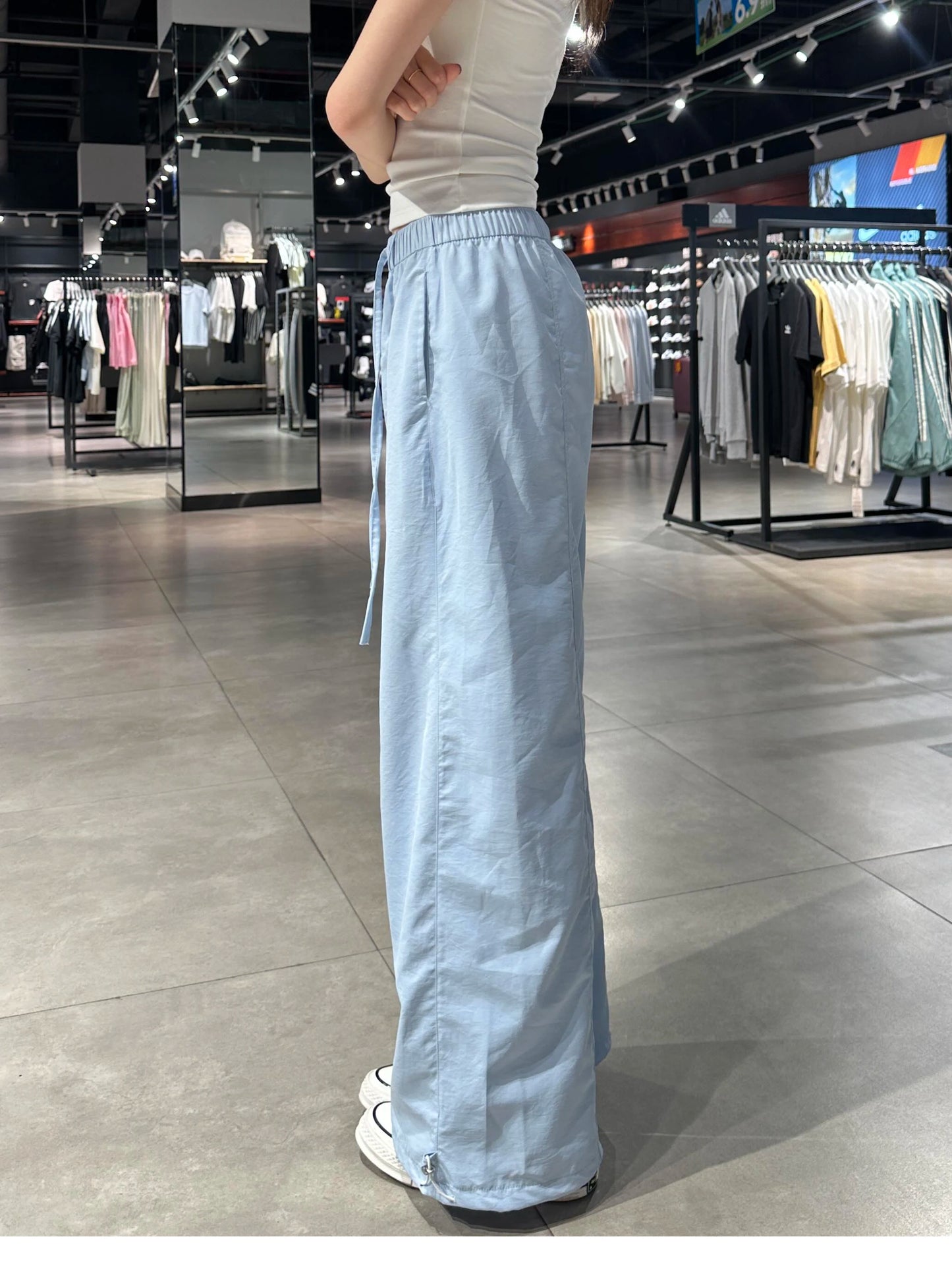 Korean Sle Simple White Straight Leg Pants Women Summer Thin High Waist Wide Leg Loose Feelings Casual Trousers