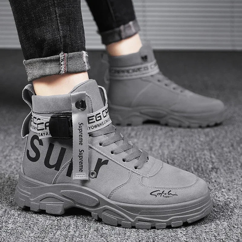 Men's boots Men Boots Luxury Casual sneaker Men Motorcycle botas High Ankle Walking Shoes Leather Safety shoes botas para hombre