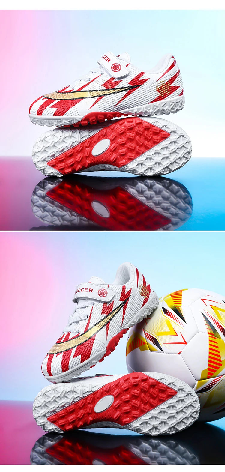 Kids Soccer Shoes TF School Football Boots Boys Girls Cleats Grass Sneakers Child Outdoor Athletic Training Sports Footwear28-39