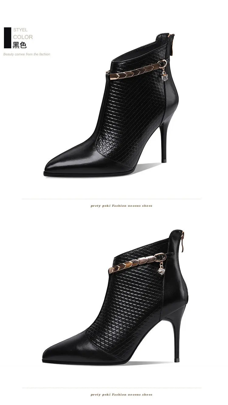 Boots Shoes Round Toe Boots-Women Zipper High Heel Lolita Rubber Pointy 2024 Ladies Ankle Rock Solid Spring Lace-Up PU Retro Po