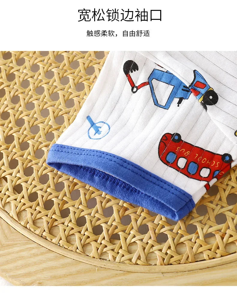 Kids Summer Pure Cotton Clothing Sets Boys Girls Cute Cartoon Short Sleeve T-Shirt Tops with Shorts Toddler Baby Casual Pajamas