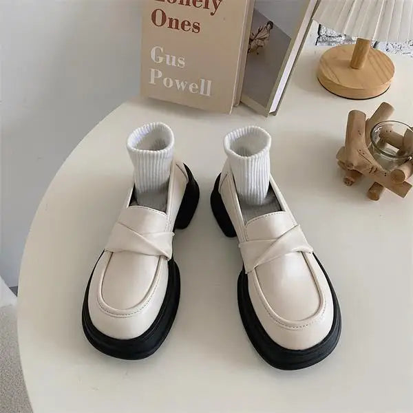 Women's Shoes Platform Round Toe British Style All-Match Oxfords Casual Female Sneakers Shallow Mouth Flats Autumn Loafers With