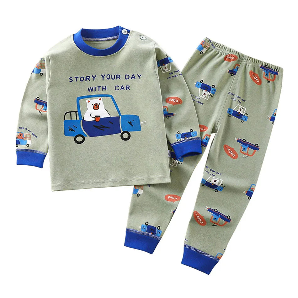 Cotton Kids Pajamas Set for Boys Girls Autumn and Winter Cartoon Sleeping Loungewear Children Night Sleepwear Home Wear Clothes