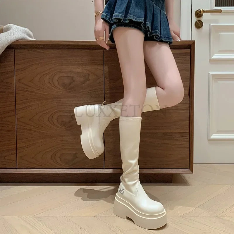 Brand New Gothic Style Sexy Elegant Chunky Platform Women Ankle Boots Big Size 43 Walking Comfy Woman Shoes  Platform Shoes