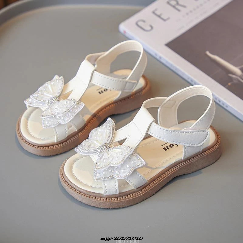 Kids Sandals Girls Shoes Summer New Arrival Beach Shoes with Slip-Resistant Soles Princess Style Sweet Exquisite 23-36 Size