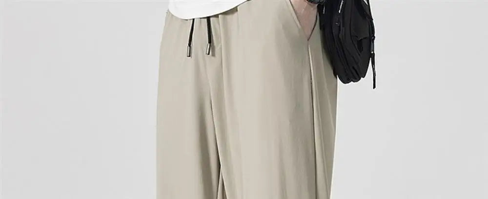 Ice Silk Men's Summer Thin Qui Dry Sports Loose Fit Breathable Long Pants Casual Trousers Youth Active Sle Basic Color