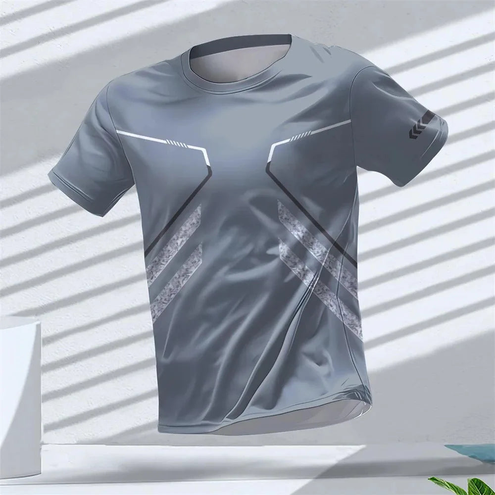 Gym summer quick dry breathable Men's T shirt outdoor run fitness sports short sleeve casual o-neck men gym sportswear T-shirt