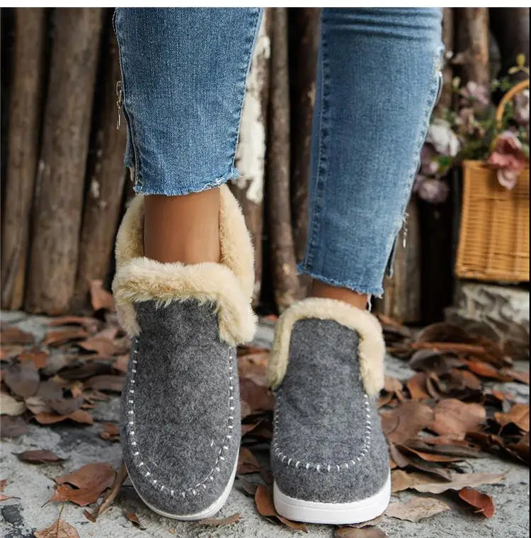 Boots Woman 2025 Trend Snow Flat Shoes Women Platform Women Shoes Fashion Ankle Boots Plush Botas Mujer Women's Winter Boots