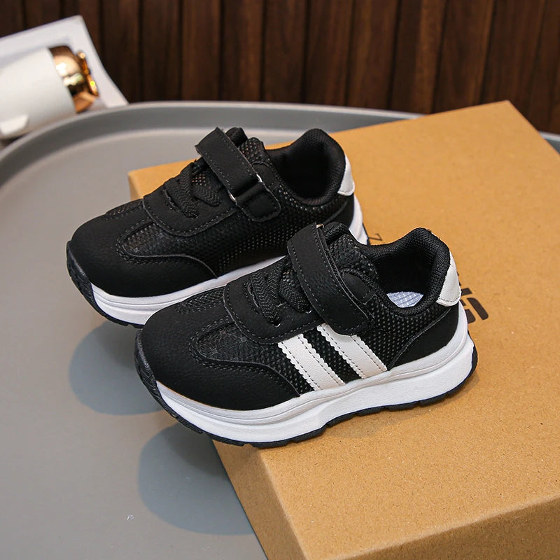 Children's Sneakers 0-8 Years Old Blue Leather Boys Girls Single Shoes Four Seasons Models Soft Non-slip Kids Walking Shoes