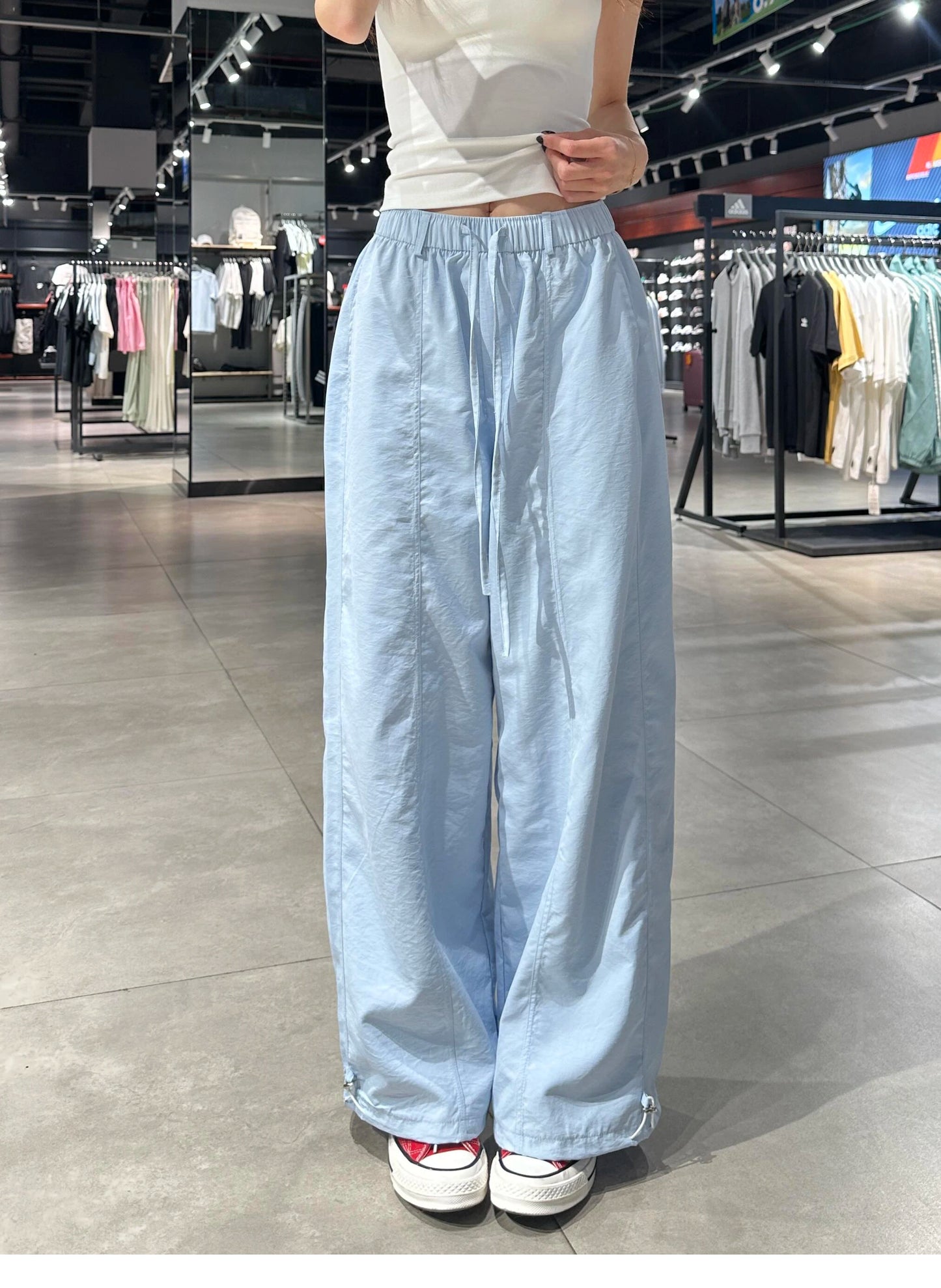 Korean Sle Simple White Straight Leg Pants Women Summer Thin High Waist Wide Leg Loose Feelings Casual Trousers