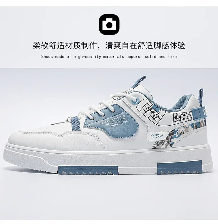 Men's shoes 2024 summer new breathable white shoes men's trendy and versatile thick soled sports board shoes trendy shoes