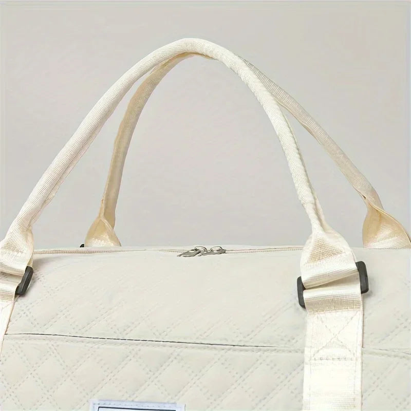 2pcs Set Large Capacity Travel Duffel Bag with Shoe Compartment and Cosmetic Pouch, Casual Nylon Gym Bag, Weekend Overnight Bag