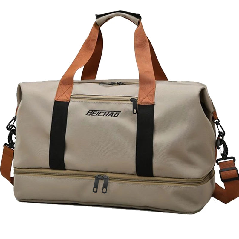 Large Capacity Travel Bag, Dry Wet Separation Design, Foldable Waterproof Gym Bag,Shoe Compartment, Ideal for Outdoor Activities