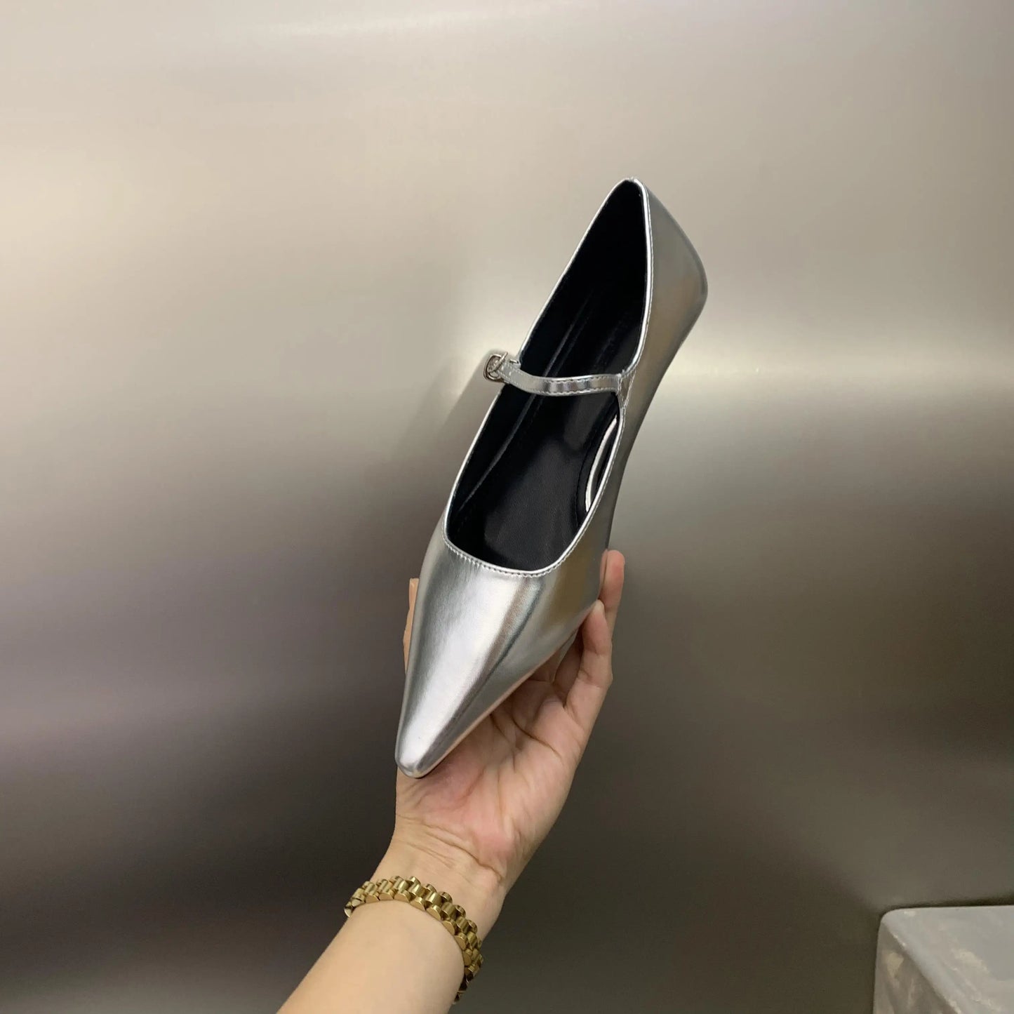 Flat Shoes for Women 2025 Spring Autumn New Mary Jane Shoes Low Heel Pointed Flat Bottomed Women's Shoes Plus Size 42 43 44