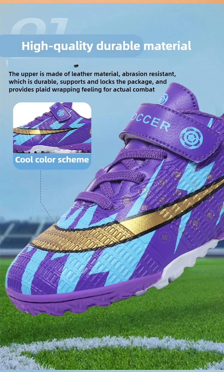 Kids Soccer Shoes TF School Football Boots Boys Girls Cleats Grass Sneakers Child Outdoor Athletic Training Sports Footwear28-39