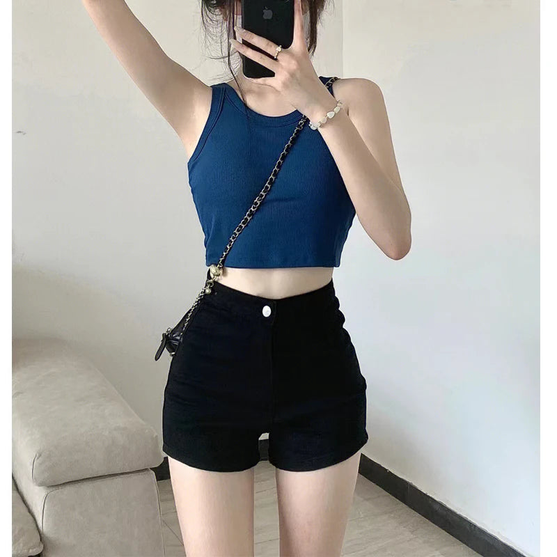 Black Short Shorts Women's Outerwear Base Layer Hot Girl Tight Jeans Bodycon Super Short Hot Shorts Slimming Sexy Girl Style