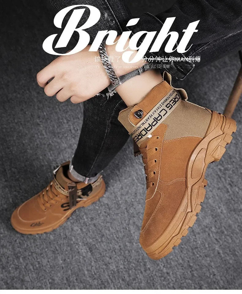 Men's boots Men Boots Luxury Casual sneaker Men Motorcycle botas High Ankle Walking Shoes Leather Safety shoes botas para hombre