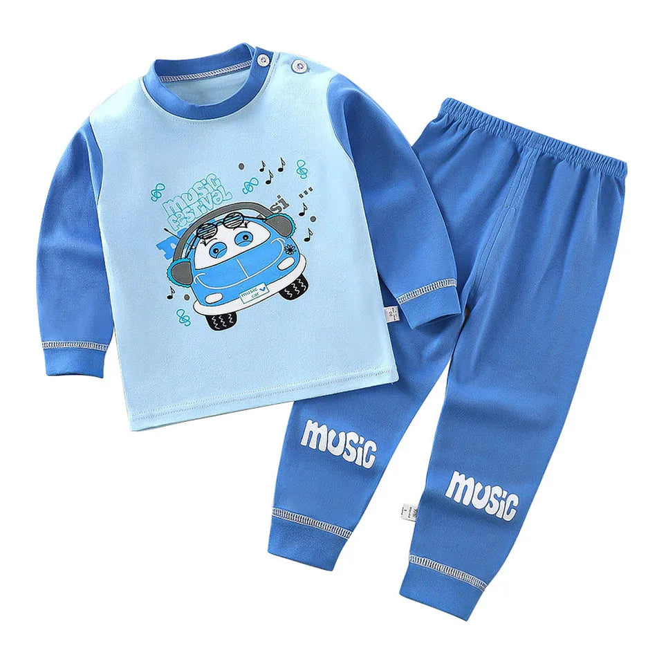 Cotton Kids Pajamas Set for Boys Girls Autumn and Winter Cartoon Sleeping Loungewear Children Night Sleepwear Home Wear Clothes