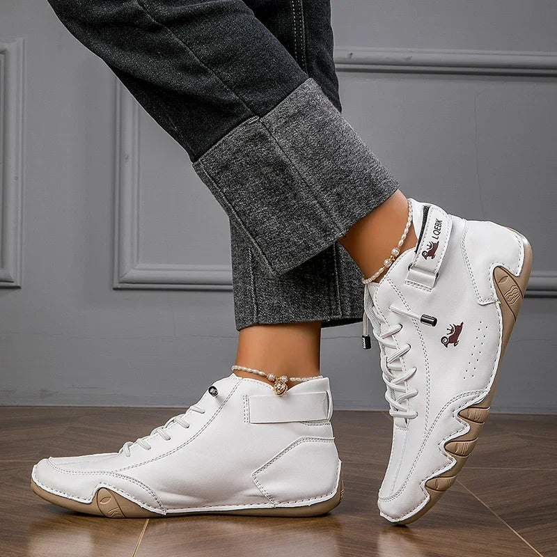 Boots for Men Casual High Top Sneakers Soft Sole Fashion Mens Slip-On Leather Driving Walking Shoes Comfort Luxury Ankle Boots