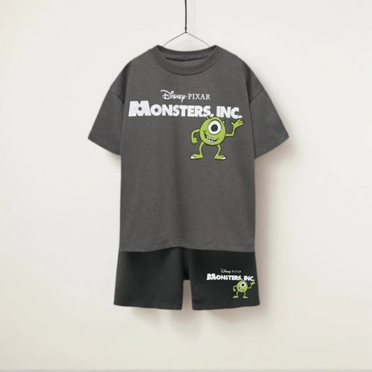 Summer Baby Children's Home Cloth Sets Monsters Inc Print Kids Loose Leisure Sets Toddler Tees +Pants Sets Clothes Outdoor Sets