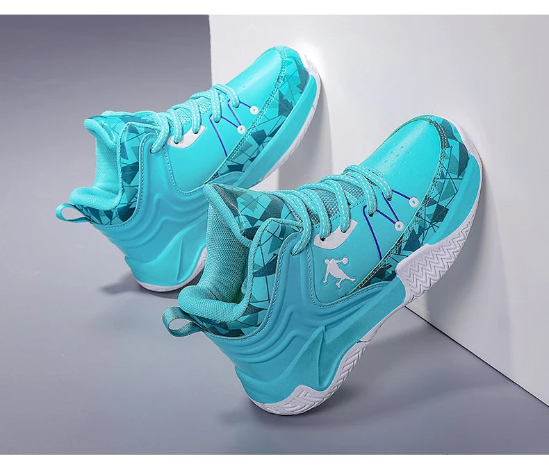 Hot Sale Basketball Shoes For Children Fashion Design Purple Children's Basketball Sneakers High Top Lace-up Kids Sports Shoes