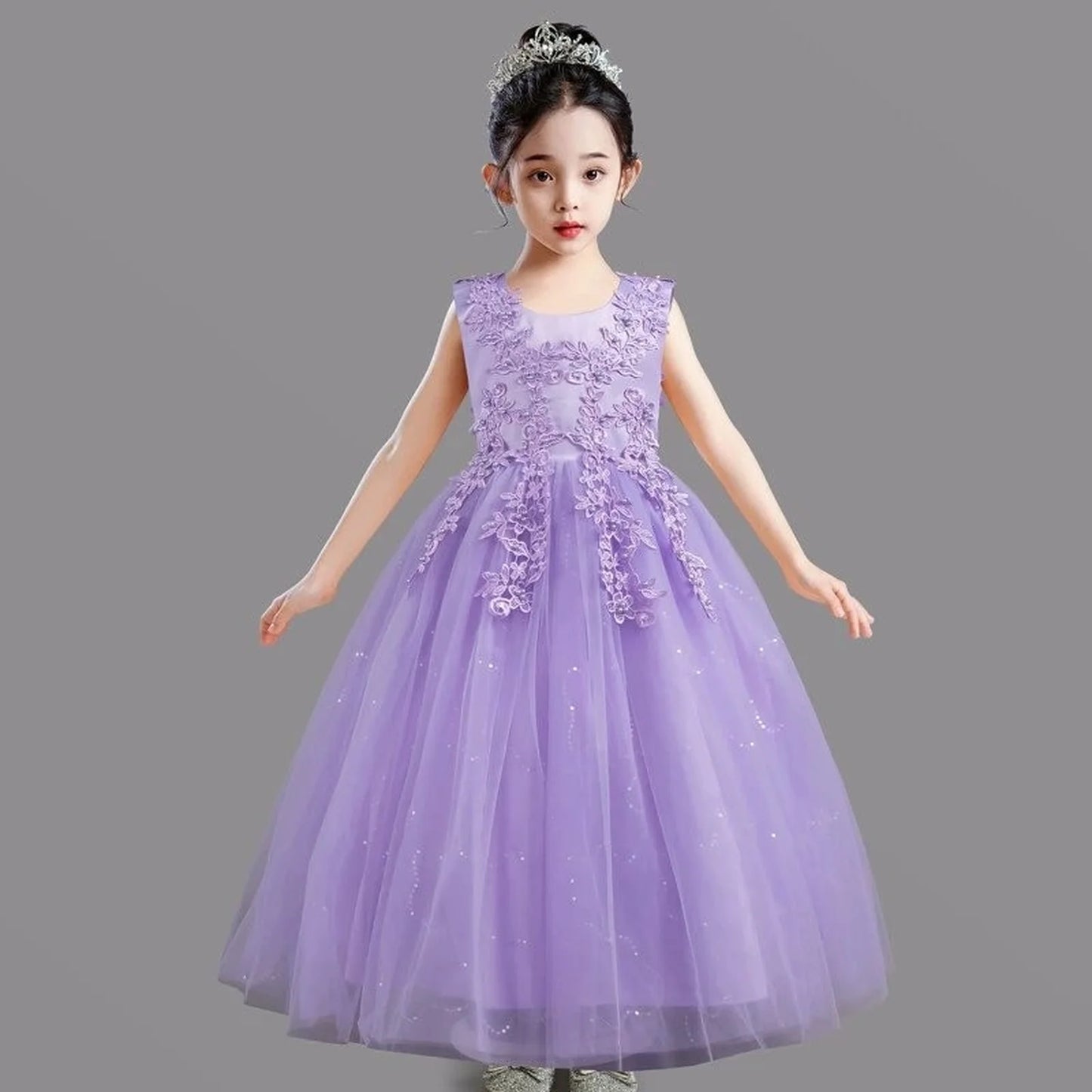 Kids Dresses For Girls Lace Dress Gown Princess Clothes Children Formal Evening Party Flower Girls Wedding Vestidois