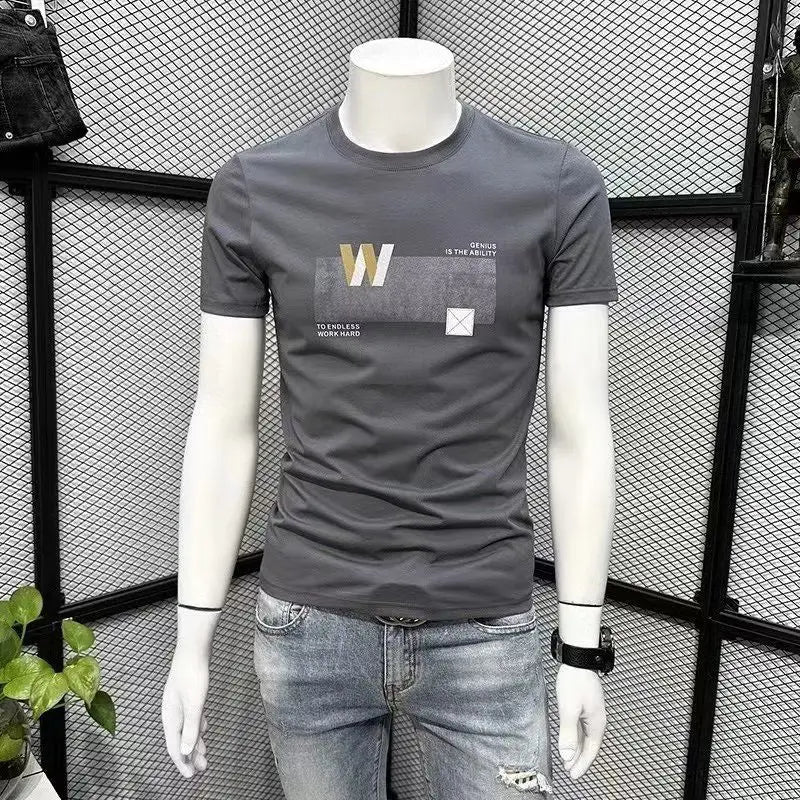Summer Men's Clothing Luxury Designer 100℅ Cotton Streetwear Letter Printed Casual Cotton Tees Men's O-Neck Short Sleeve T-Shirt