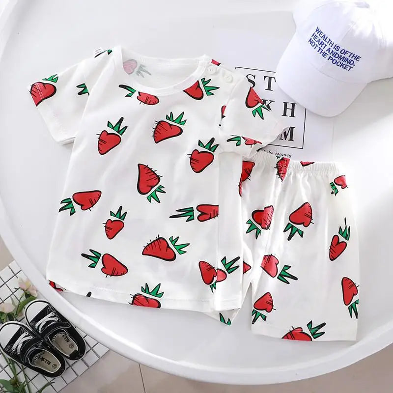 2022 New Summer Infants Clothes Short Sleeve T-shirt+shorts 2-piece For Baby Boys Girls Kids Outfit Children's Clothing Sets