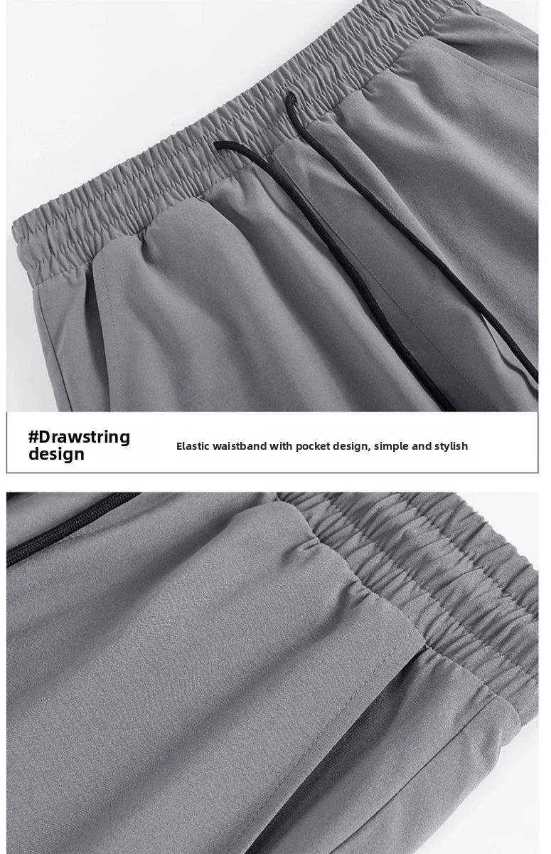 Ice Silk Men's Summer Thin Qui Dry Sports Loose Fit Breathable Long Pants Casual Trousers Youth Active Sle Basic Color