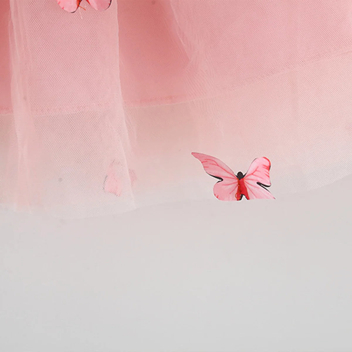 Summer New Girl's Dress Sweet Hanging Strap Butterfly Mesh Cute Back Butterfly Wings Mesh Dress Princess Dress Suitable for 0-3