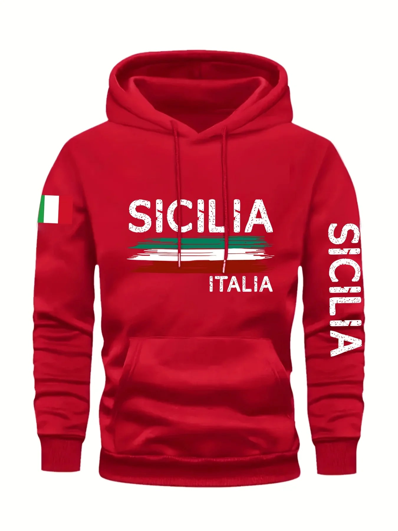 Hoodie Casual Pullover Pocket Geometric Pattern Knit Fabric Slight Stretch Regular Fit Hooded Collar Fashion Sports Sweatshirt